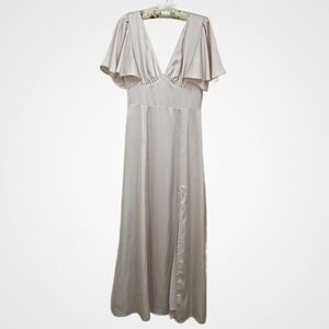 Petal & Pup Cream Maxi Dress Women S Flutter Sleeve Event Wedding Classy Retro